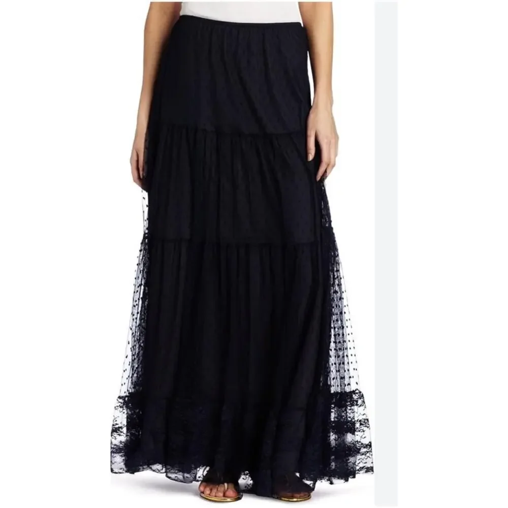 Turcua Swimwear Cover Up Lace Flowy Skirt Black Size S